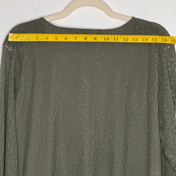 NWOT Jones NY Signature Woman Blouse sz XL Dressy Olive Green Lacey 3/4 Sleeves - Picture 8 of 12